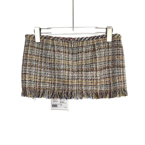 Chanel Multicolor Tweed Mini Skirt With Fringe Hem & Braided Waistband Buttons M - Picture 2 of 7